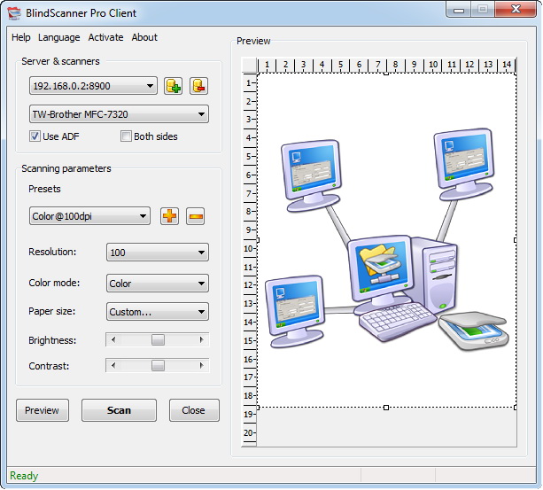 BlindScanner Pro - client-server application that allows using remote scanner